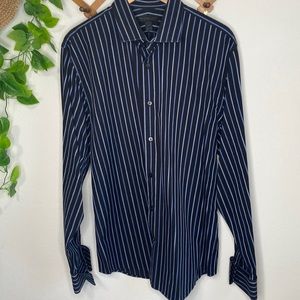 Express Design Studio Blue Striped French Cuff dress Shirt X-Large Mens